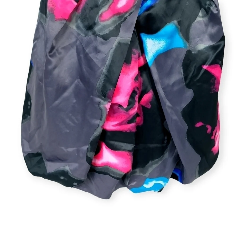 Express strapless bubble hem dress, pink and blue abstract floral design size 2 - Picture 3 of 7